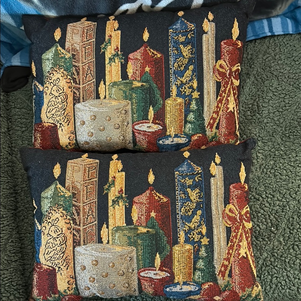 Colorful Candle Tapestry Throw Pillows